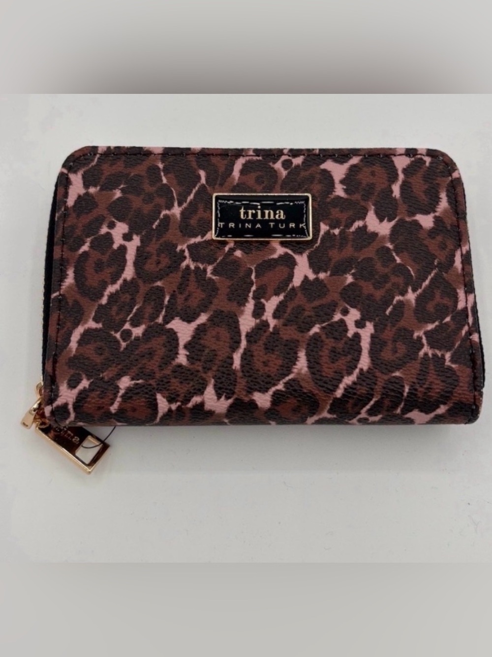 Trina Turk Leopard Print Small Zip Around Wristlet - NWT